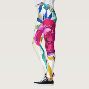 Leggings Éclaboussure de couleur aquarelle florale fleurs p