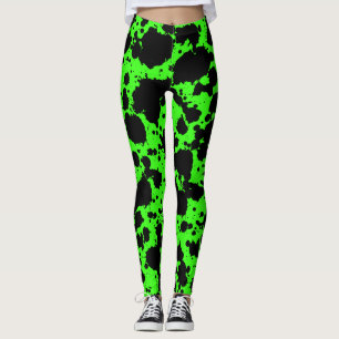 Leggings Éclaboussure noire et vert clair moderne de
