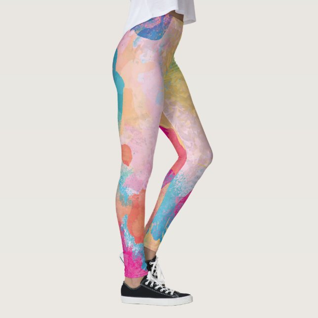Leggings Éclaboussures d'aquarelle multicolores (Droite)
