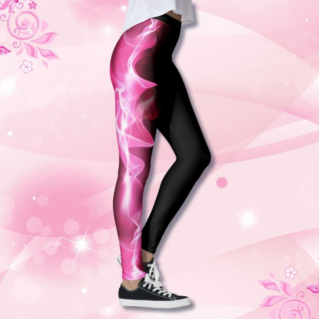 Leggings Éclair rose grève Ruban Cancer du sein du ruban (Créateur téléchargé)