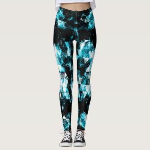 Leggings Éclairage des flammes triangulaires bleues brillan