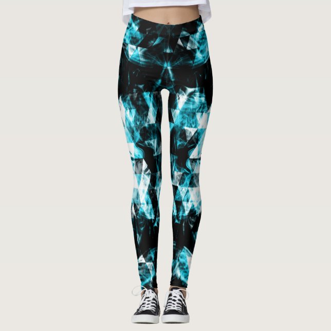Leggings Éclairage des flammes triangulaires bleues brillan (Devant)