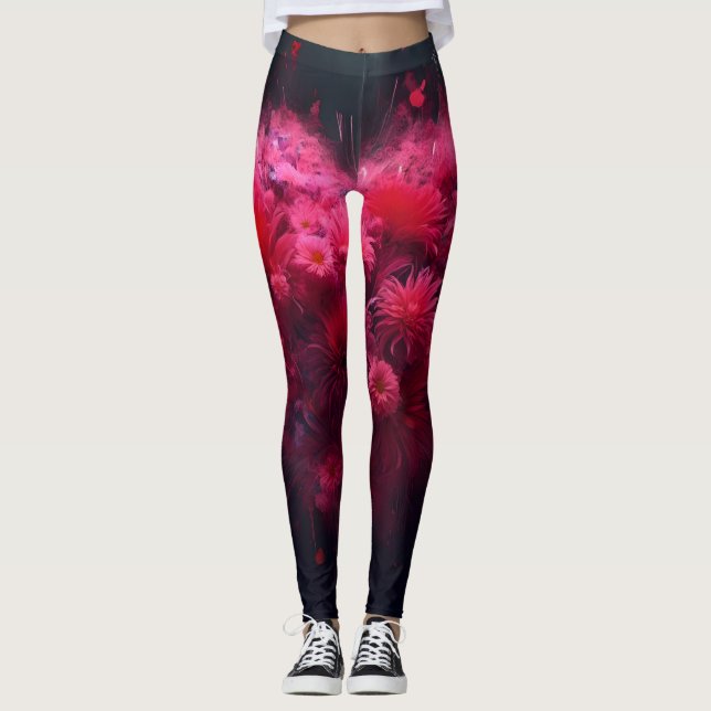 Leggings Éclatement du coeur rose (Devant)