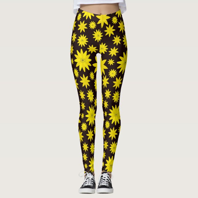 Leggings Éclatement floral jaune gras (Devant)