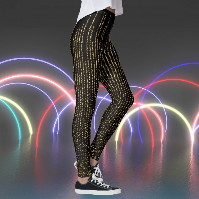 Leggings Éclats rétro sur impression noire (Retro Sparkles on Black Print Leggings)