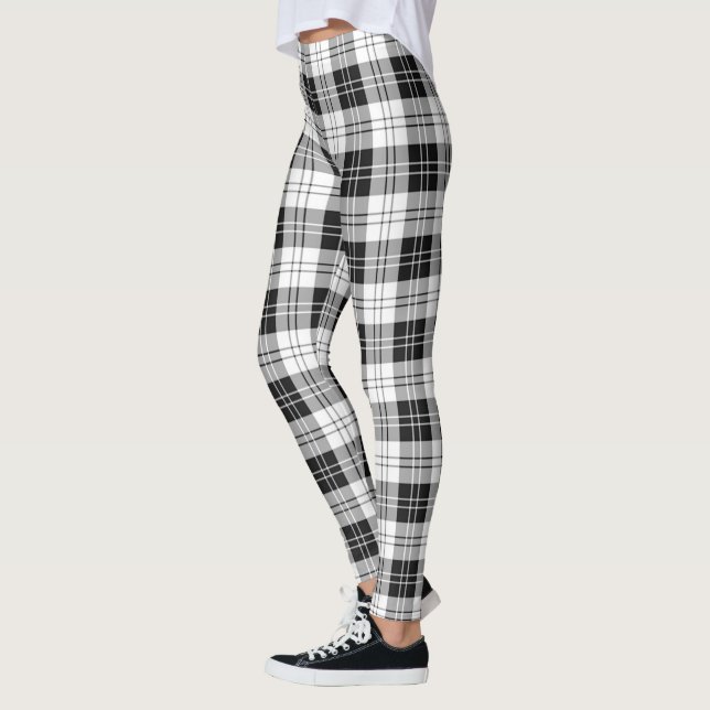 Leggings Ecosse Clan Erskine Tartan noir et blanc femmes (Gauche)