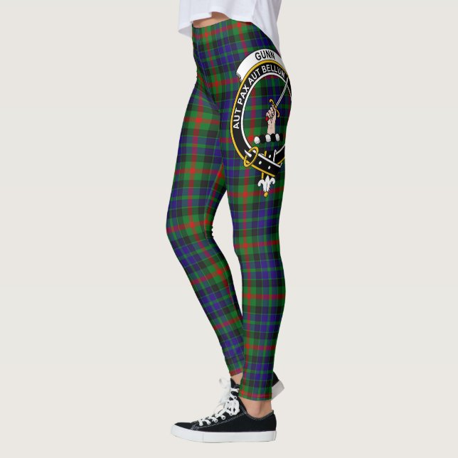Leggings Ecosse Clan Gunn Crest moderne Tartan Femmes (Gauche)