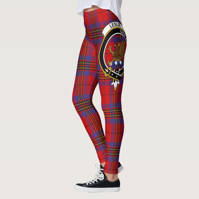Leggings Ecosse Clan Leslie Crest moderne Tartan Femmes (Gauche)