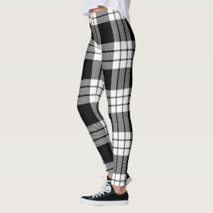 Leggings Ecosse Clan MacFarlane Tartan noir et blanc femmes