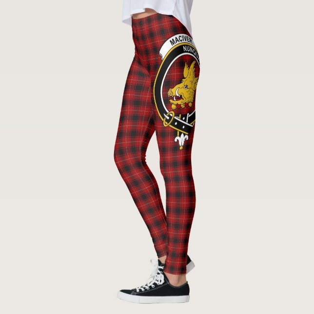 Leggings Ecosse Clan MacIver Red Crest Tartan Femmes (Gauche)
