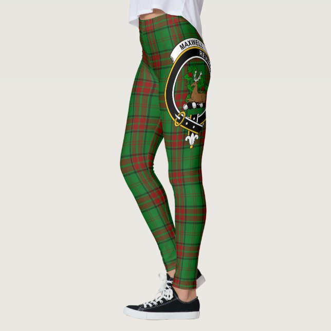 Leggings Ecosse Clan Maxwell Chasse Crest Tartan Femmes (Gauche)