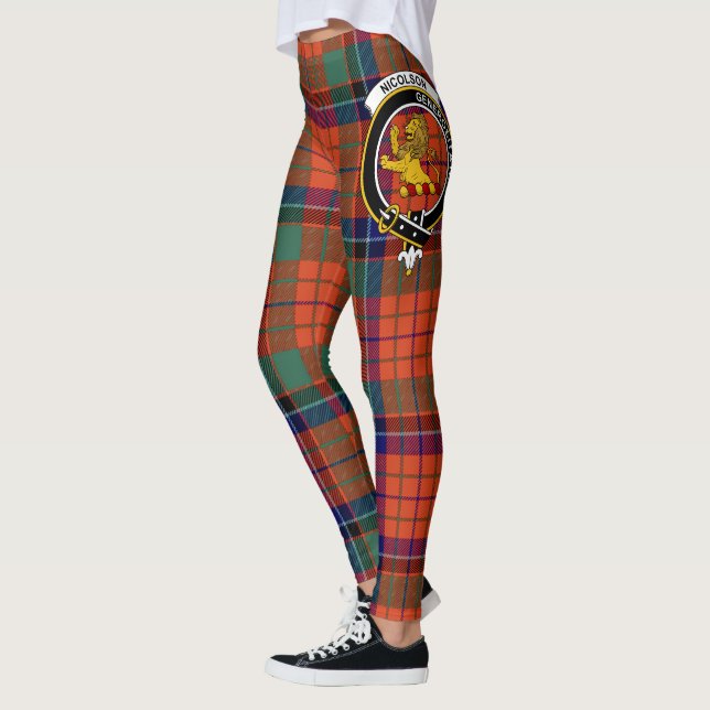 Leggings Ecosse Clan Nicolson Ancienne Crest Femmes Tartan (Gauche)