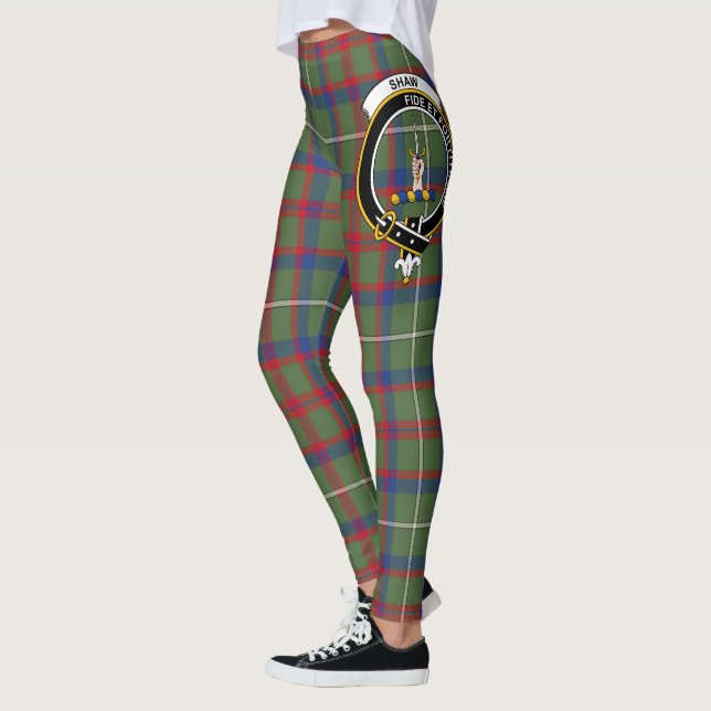 Leggings Ecosse Clan Shaw Green Crest moderne Tartan Femmes (Gauche)