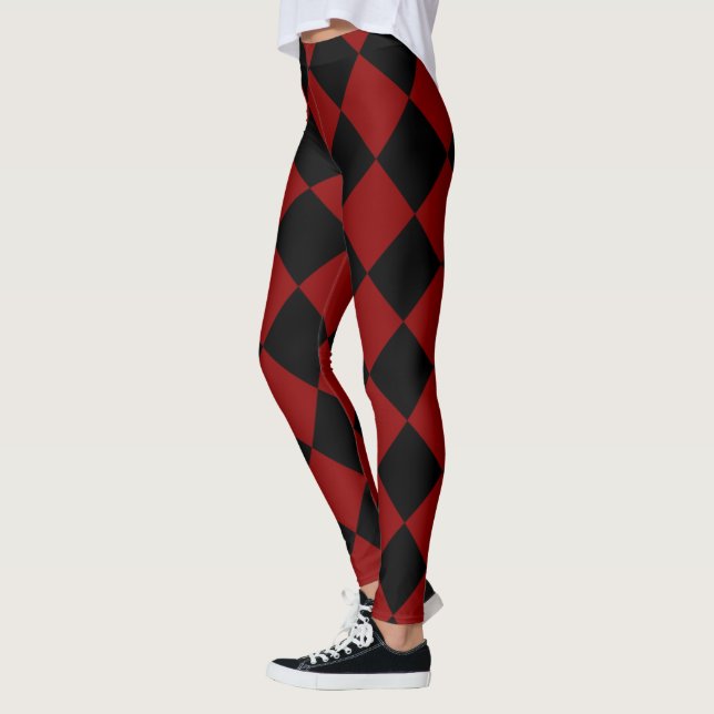 Leggings Écran noir et rouge de contrôle du diamant (Gauche)