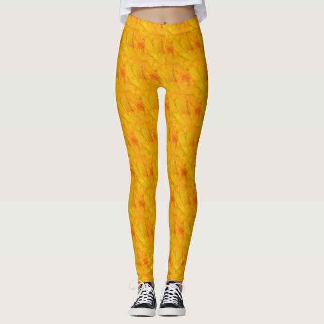 Leggings Écrasement d'abricot chic floral abstrait (Devant)