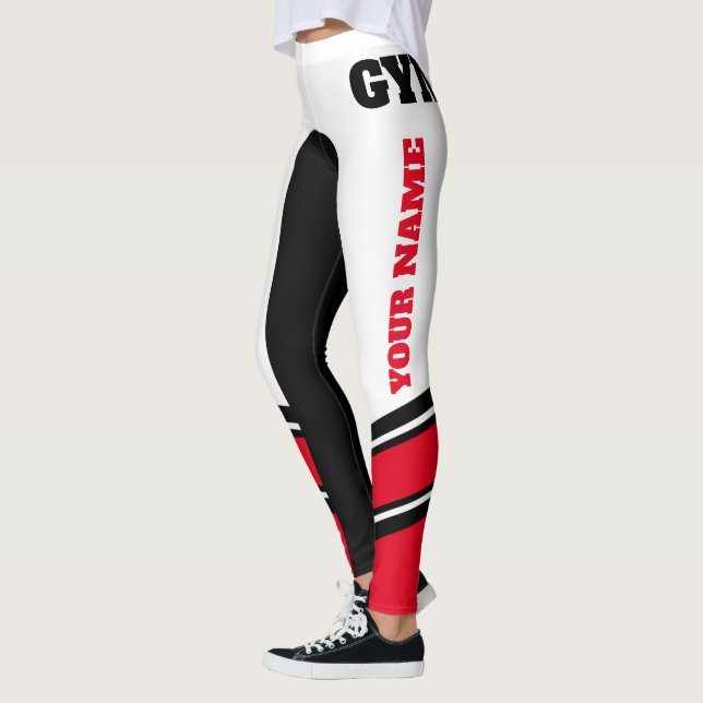 Leggings Écrire Votre Nom Noir/Blanc/Rouge (Gauche)