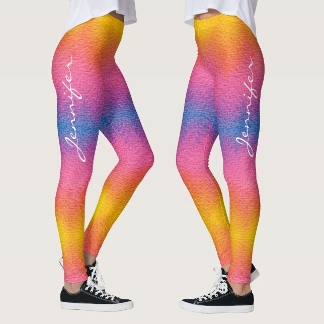 Leggings Écriture calligraphique aquarelle ombrée colorée a (Créateur téléchargé)