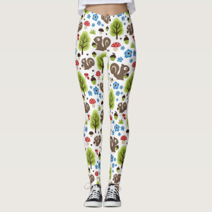 Leggings Écureuil dans le motif de forêt de chêne