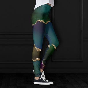 Leggings Edgy Agate   Dark Moody Jewel Tone Turquoise