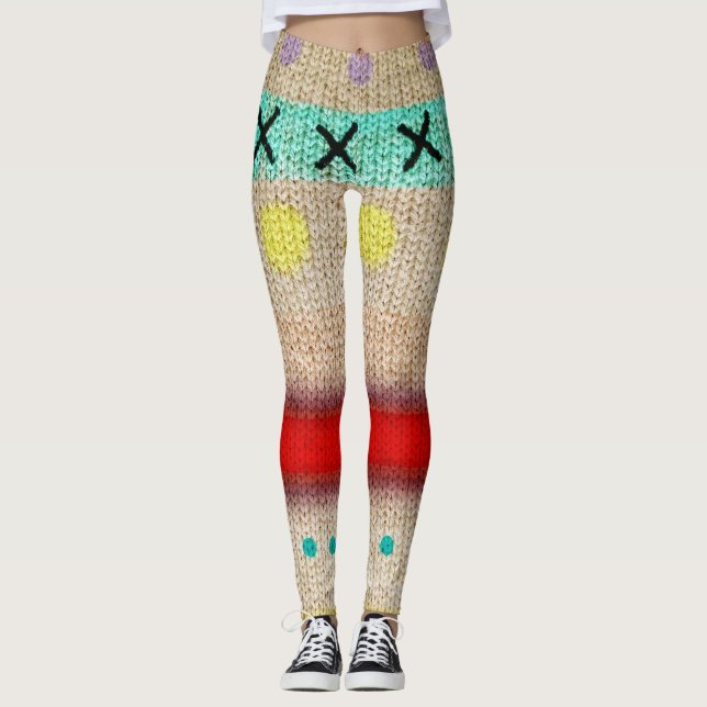Leggings Effet piqué d'art coloré (Devant)