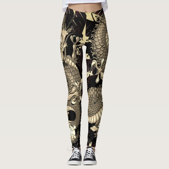 Leggings Effet Tatouage Tatouage Dragon Splash (Devant)