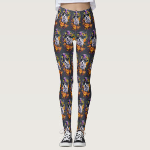Leggings Éffrayant Akita Halloween Witch et Citrouille