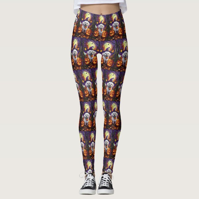 Leggings Éffrayant Bichon Frise Halloween sorcière et Citro