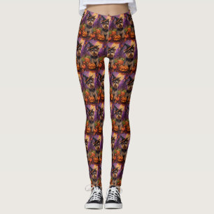 Leggings Éffrayant Biewer Terrier Halloween Witch Et Citrou