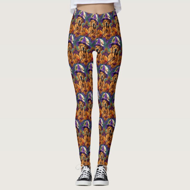 Leggings Éffrayant Golden Retriever Halloween sorcier Citro (Devant)
