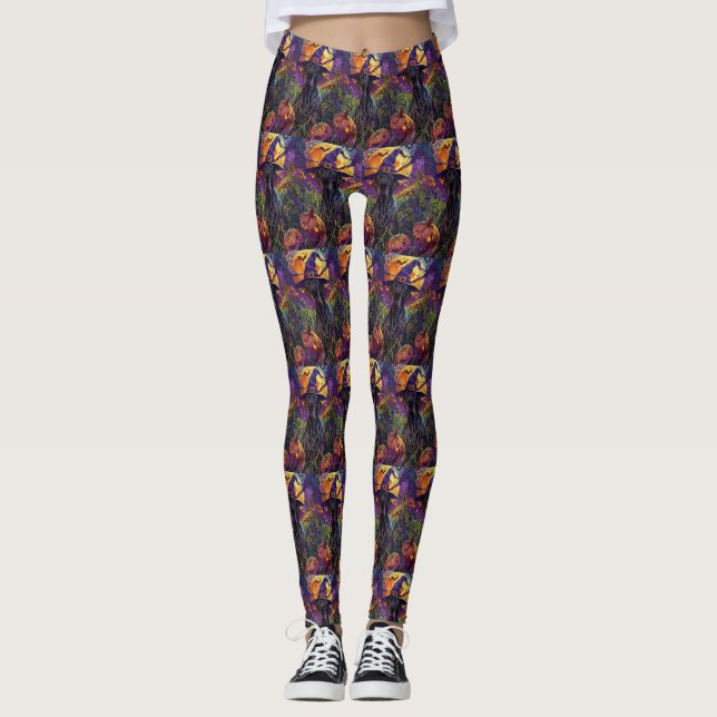 Leggings Éffrayant grand chien Danse Halloween Citrouille s (Devant)