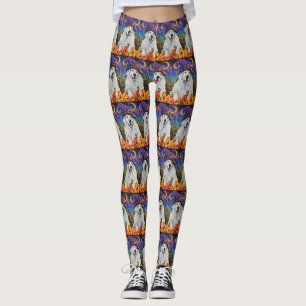 Leggings Éffrayant Grand Pyrénées Chien Halloween Citrouill