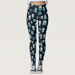 Leggings Éffrayant Halloween Petits Fantômes Bleu Blanc et<br><div class="desc">Préparez-vous pour Halloween avec ces légumineuses à thème Halloween éffrayantes mais mignonnes. Recouvertes de petits fantômes de dessins animés blancs et bleu clair sur un arrière - plan noir,  ces légendes apporteront un peu "d'esprit" à votre style Halloween. Créé par Simply Farmhouse Press.</div>