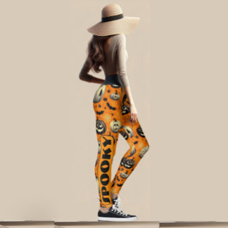 Leggings Éffrayant Jack O Lanterns Orange Citrouille Spider