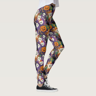 Leggings Éffrayant Smile Citrouille Motif
