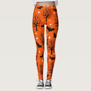 Leggings Éffrayants arbres et chauves-souris Motif d'Hallow
