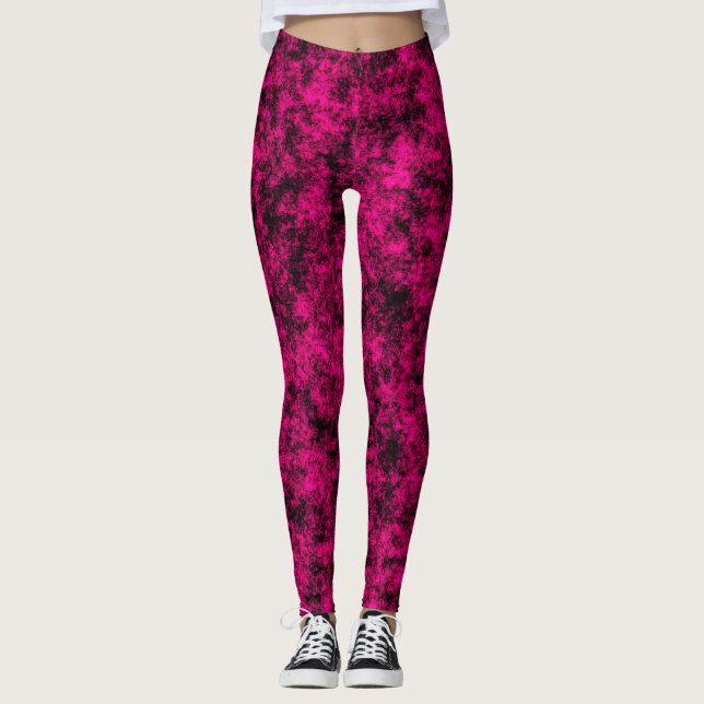 Leggings Electric Pink & Black Abstract Marble (Devant)