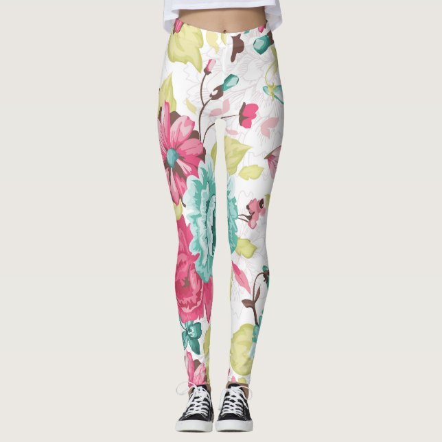 Leggings Élégance Abstraite florale Arrière - plan sans cou (Devant)