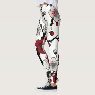 Leggings Élégance de la fleur de Crimson - Flore d'inspirat