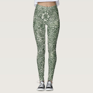 Leggings Élégance de la nature : Marigold vert floral