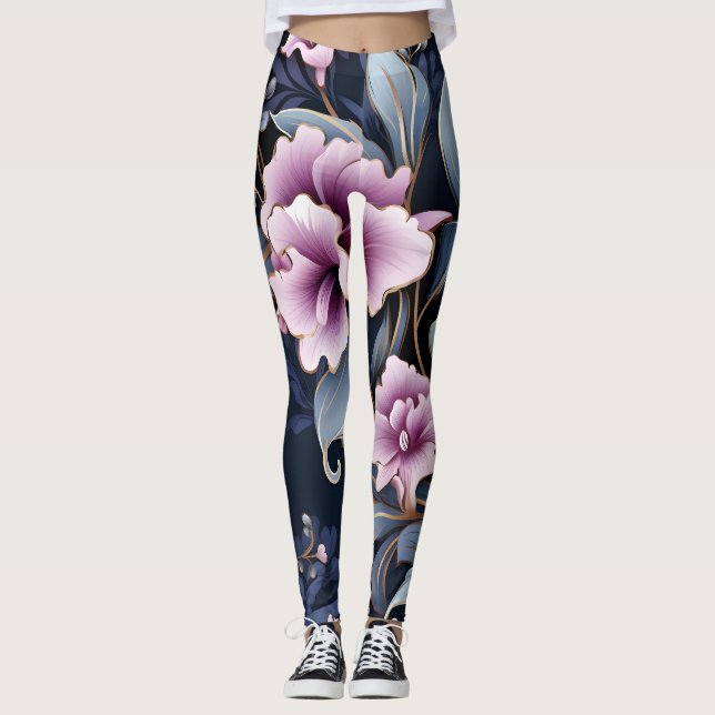 Leggings Élégance de l'orchidée : Pétales en Motif d'harmon (Devant)