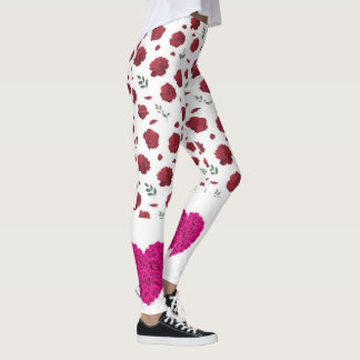 Leggings Élégance en fleur : Leggements blancs avec Roses r