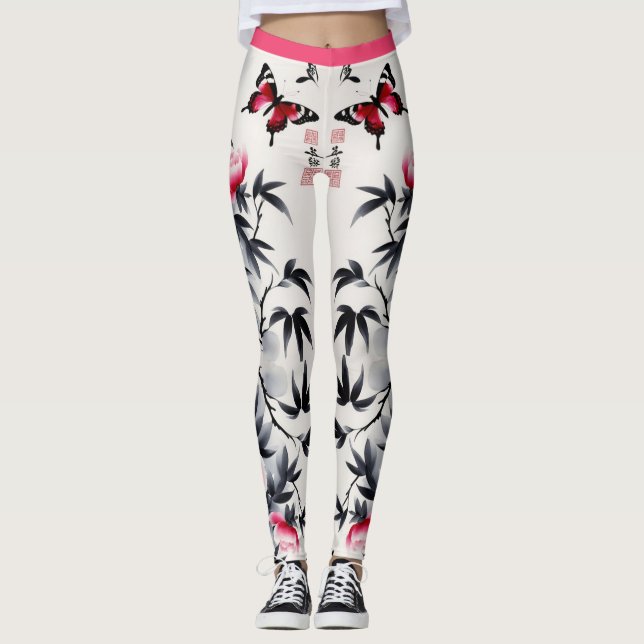 Leggings Élégance en fleurs : Impression d'harmonie florale (Devant)