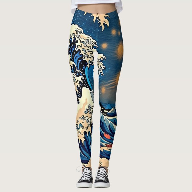 Leggings Élégance en mouvement : Nami La Grande Vague (Devant)