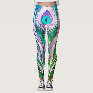 Leggings Élégance éthérée : Plumes de paon dans Har radiant