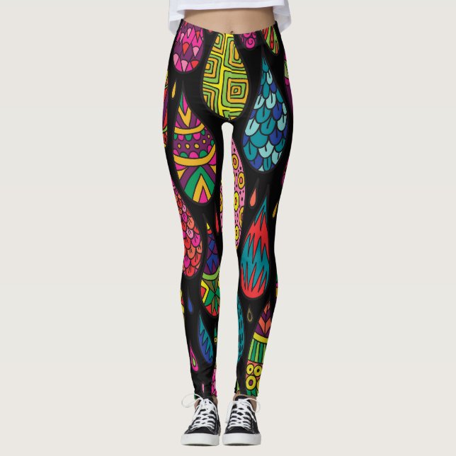 Leggings Elégance florale, arrière - plan abstrait. (Devant)