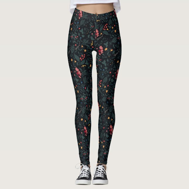 Leggings Élégance florale bouchée sur toute impression | pa (Devant)