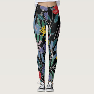 Leggings Élégance Florale : Fond Abstrait Vintage