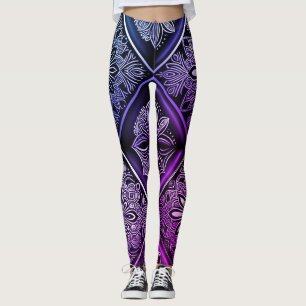 Leggings Élégance Géométrique Audacieuse : Violet et Noir