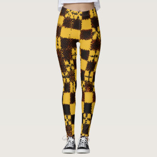Leggings "Élégance gothique : Design en damier jaune"