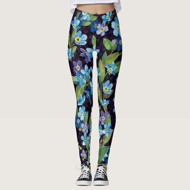 Leggings Elégance Oublier-Me-Pas Motif Floral (Devant)